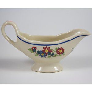 Shenango China Restaurant Ware Small Gravy Sauce Boat Blue Band Flowers